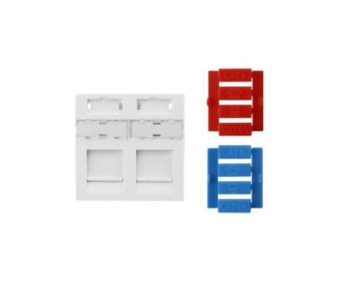 [Монтажное оборудование] Hyperline SIP3-2K-M45-45 Вставка 45x45 (аналог Mosaic) для 2х модулей Keystone Jack, со шторками
