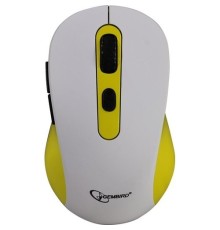 Gembird MUSW-221-Y {Мышь беспров., белый/жёлтый, 5кн.+колесо-кнопка, 800/1200/1600DPI, 2.4ГГц, трехуровневая система энергосбережения}