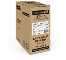 Exegate EX281812RUS Кабель Exegate  FUTP4-C5e-CCA-S24-IN-PVC-GY-100 FTP 4 пары кат.5e CCA, 24AWG, экран, бухта 100м, серый, PVC
