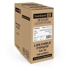 Exegate EX281816RUS Кабель Exegate  UTP4-C5e-CCA-S24-IN-PVC-GY-100 UTP 4 пары кат.5e CCA, 24AWG, бухта 100м, серый, PVC