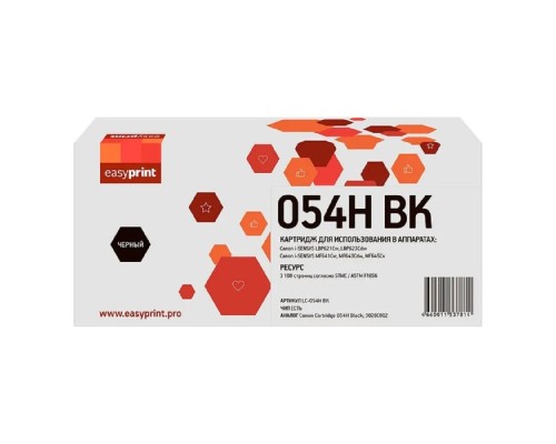 [Расходные материалы] Easyprint 054HBK Картридж (LC-054H BK) для Canon i-Sensys LBP621Cw/LBP623Cdw/MF641Cw/MF643Cdw/MF645Cx (3100 стр.) черный, с чипом