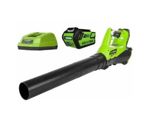 [Воздуходувки, Садовые пылесосы] Greenworks Воздуходув аккумуляторный G40ABK4, {40V, с 1хАКБ 4 А.ч и ЗУ} [2400807UB]