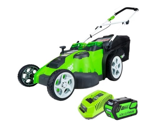 [Газонокосилки] Greenworks Газонокосилка аккумуляторная G40LM49DBK4, TwinForce, {40V, 49 см, c 1хАКБ 4 А.ч и ЗУ} [2500207VB]