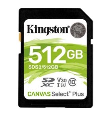 SecureDigital 512Gb Kingston SDS2/512GB {SDXC Class 10 UHS-I U3 Canvas Select Plus}