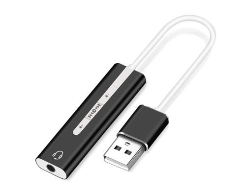 [переходник] ORIENT AU-04PLB, Адаптер USB to Audio (звуковая карта), jack 3.5 mm (4-pole) для подключения телефонной гарнитуры к порту USB, кнопки: громкость +/-, играть/пауза/вперед/назад; Windows/Linux/MAC OS