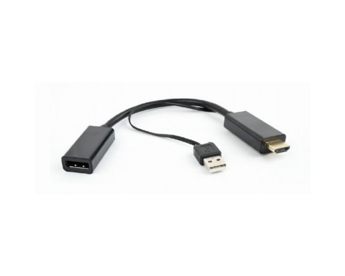 [переходник] Cablexpert Конвертер HDMI->DisplayPort  HD19M+USBxHD20F, черный (DSC-HDMI-DP)