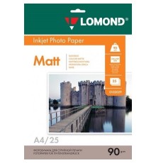 LOMOND 0102029 Фотобумага Односторонняя Матовая, 90г/м2, A4 (21X29,7см)/25л. для струйной печати.  