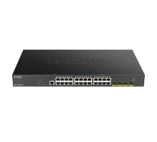 D-Link DGS-1250-28XMP/A1A Управляемый L2 коммутатор с 24 портами 10/100/1000Base-T и 4 портами 10GBase-X SFP+ (24 порта PoE 802.3af/at, PoE-бюджет 370 Вт)