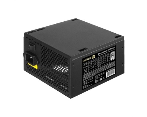 [Блок питания] Exegate EX282044RUS Блок питания 600W Exegate 600PPH-LT,  80+, RTL, ATX, black, APFC, 12cm, 24p, (4+4)p, 5*SATA, 3*IDE