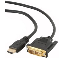 Кабель HDMI-DVI Cablexpert CC-HDMI-DVI-0.5M, 19M/19M, single link, медь, позол.разъемы, экран, 0.5м, черный, пакет
