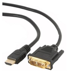 Кабель HDMI-DVI Cablexpert CC-HDMI-DVI-0.5M, 19M/19M, single link, медь, позол.разъемы, экран, 0.5м, черный, пакет