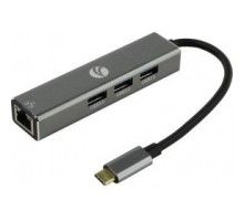 VCOM DH311A Кабель-концентратор USB 3.1 Type-Cm --> RJ-45+3port USB3.0(f)  Aluminum Shell VCOM [DH311A] [4895182246775]