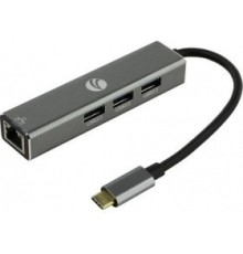 VCOM DH311A Кабель-концентратор USB 3.1 Type-Cm --> RJ-45+3port USB3.0(f)  Aluminum Shell VCOM [DH311A] [4895182246775]