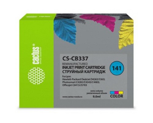 [расходные материалы] Картридж струйный Cactus CS-CB337 №141 многоцветный (9мл) для HP DJ D4263/D4363/D5360/DJ J5783/J6413