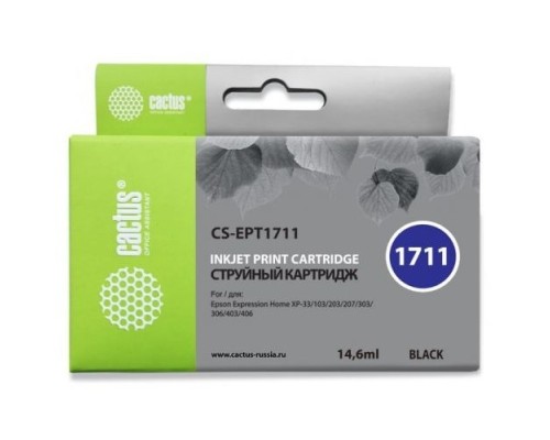 [расходные материалы] Картридж струйный Cactus CS-EPT1711 черный для Epson XP-33/103/203/207/303/306/403/406 (14.6мл)