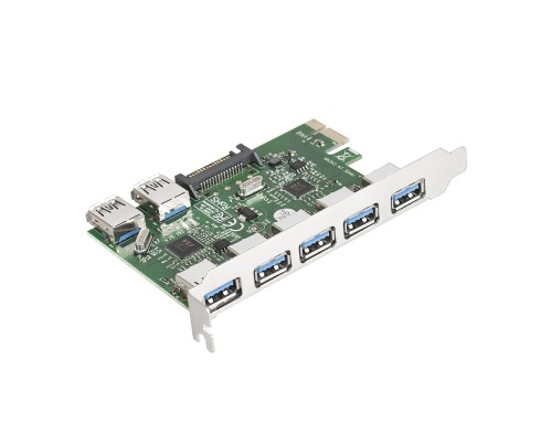 [USB-концентраторы] Exegate EX283717RUS Контроллер EXE-317 PCI-E 2.0, 5*USB3.0 ext + 2*USB3.0 int, разъем доп.питания (OEM)