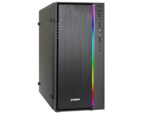 [Корпуса] Exegate EX283749RUS Корпус Minitower mEVO-9301 Black-RGB light, mATX, <500NPX>, с окном, 2*USB+1*USB3.0, HDAudio