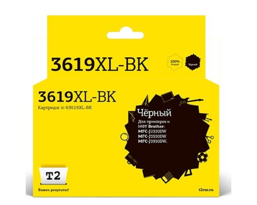 [Расходные материалы] T2  LC-3619XLBK Тонер-картридж (IC-B3619XL-BK) для  Brother MFC-J3530DW/J3930DW, черный, с чипом, 3000к