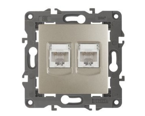 [ЭРА Розетки, выключатели] Эра Б0034311 14-3108-04 Розетка 2 х RJ45, IP20, шампань