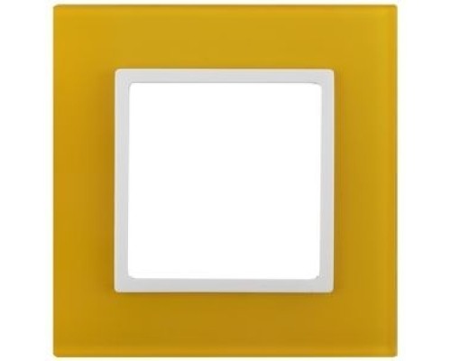 [ЭРА Розетки, выключатели] Эра Б0034476 14-5101-2 Рамка на 1 пост, стекло, Эра Elegance, жёлтый+бел