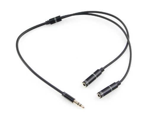 [Кабель] Кабель аудио разветвитель Cablexpert CCAB-02-35MY-0.2MB. 3.5 джек (M)/2х 3.5 джек (F), черный, 0.2м, блистер