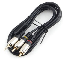 Кабель аудио Cablexpert CCAB-02-35M2RM-1.5MB. 3.5 джек(M)/2х RCA (M), черный, 1.5м, блистер
