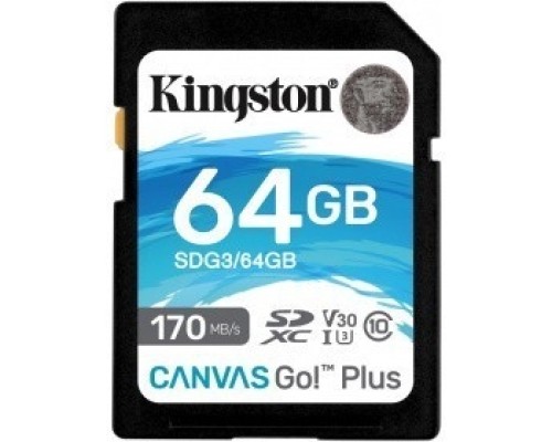 [Карта памяти ] SecureDigital 64Gb Kingston Canvas Go Plus SDXC UHS-I U3 V30 SDG3/64GB