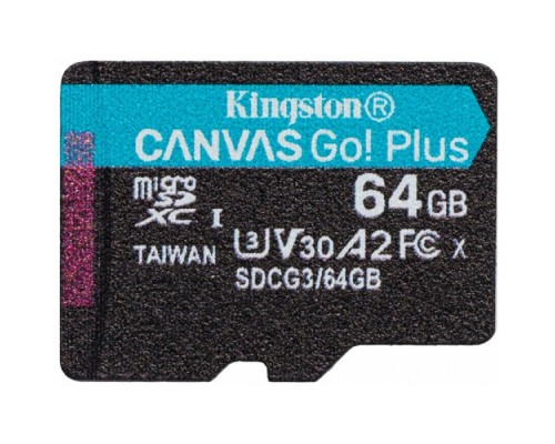 [Карта памяти ] Micro SecureDigital 64Gb Kingston Canvas Go Plus UHS-I U3 A2 (170/70 MB/s) SDCG3/64GBSP