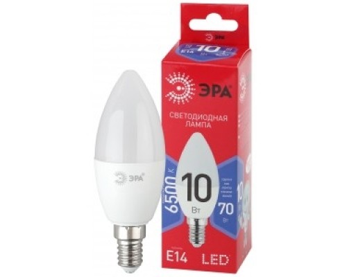 [ЭРА Светодиодные лампы] Эра Б0045337 Лампочка светодиодная RED LINE LED B35-10W-865-E14 R Е14 / E14 10 Вт свеча холодный дневной свет