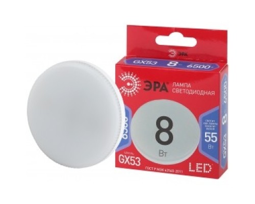 [ЭРА Светодиодные лампы] Эра Б0045333 Лампочка светодиодная RED LINE LED GX-8W-865-GX53 R GX53 8 Вт таблетка холодный дневной свет