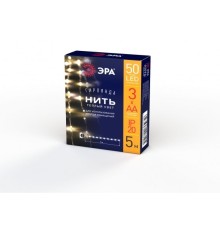 ЭРА Б0047960 ENIN -5NW Гирлянда LED Нить 5 м теплый свет, АА, IP20