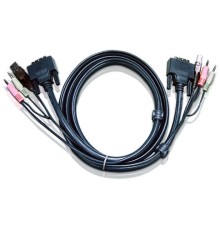 ATEN 2L-7D02U Шнур, мон+клав+мышь USB+ аудио, DVI-D Single Link+USB A-Тип+ 2xRCA=>DVI-D Single Link+USB B-Тип+ 2xRCA, Male-Male, опрессованный,   1.8 метр., черный