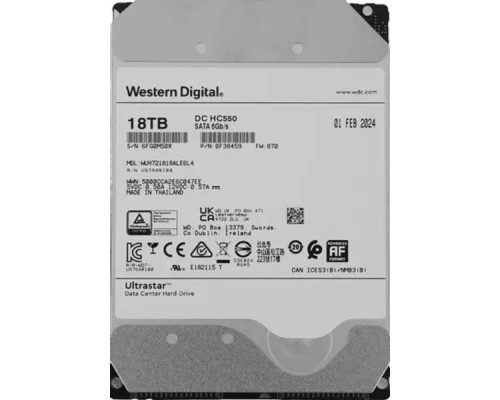 [Жесткий диск] 18Tb WD Ultrastar DC HC550 {SATA 6Gb/s, 7200 rpm, 512mb buffer, 3.5