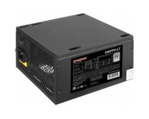 [Блоки питания] Exegate EX282042RUS-S Блок питания 550W ExeGate 550PPH-LT-S, RTL, 80+, ATX, black, APFC, 12cm, 24p, (4+4)p, 5*SATA, 3*IDE, с защитой от выдергивания