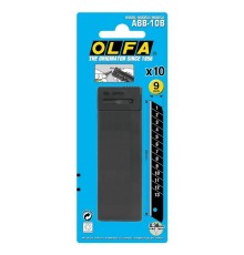 Лезвие OLFA сегментированные BLACK MAX, 9х80х0,38мм, 13 сегментов, 10шт [OL-ABB-10B]