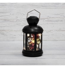 Neon-night 513-061 Декоративный фонарь с шариками 12х12х20,6 см, черный корпус, теплый белый цвет свечения