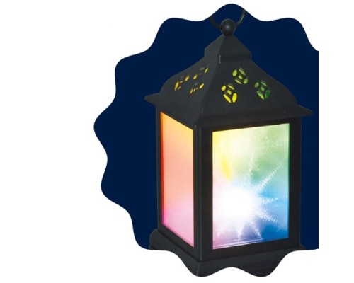 [Новогодние светоукрашения] Neon-night 513-064 Декоративный фонарь 11х11х22,5 см, черный корпус, цвет свечения RGB с эффектом мерцания 