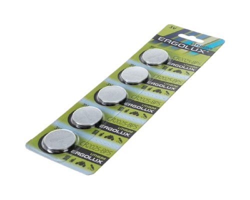 [Батарейки] Ergolux.CR2025 BL-5 (CR2025-BP5, батарейка литиевая,3V) (5 шт. в уп-ке)