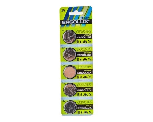 [Батарейки] Ergolux.CR2032 BL-5 (CR2032-BP5, батарейка литиевая,3V) (5 шт. в уп-ке)