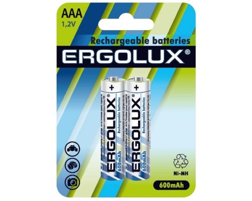 [Аккумулятор] Ergolux AAA-600mAh Ni-Mh BL-2 (NHAAA600BL2, аккумулятор,1.2В)  (2 шт. в уп-ке)