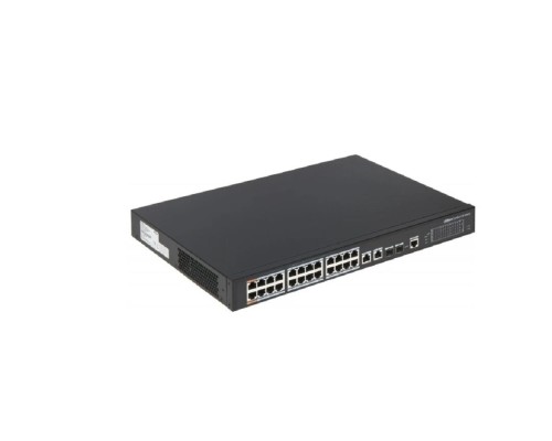 [Коммутаторы] DAHUA DH-PFS4226-24ET-360 26-портовый управляемый коммутатор с РоЕ, уровень L2, 24xRJ45 100Mb PoE, 2хКомбо SFP/RJ45 1Gb uplink, суммарно 360Вт, коммутация 8.8 Гбит/с, MAC-таблица 4К