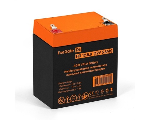 [батареи] Exegate EX285951RUS Аккумуляторная батарея ExeGate HR 12-5.8 (12V 5.8Ah 1223W, клеммы F2)