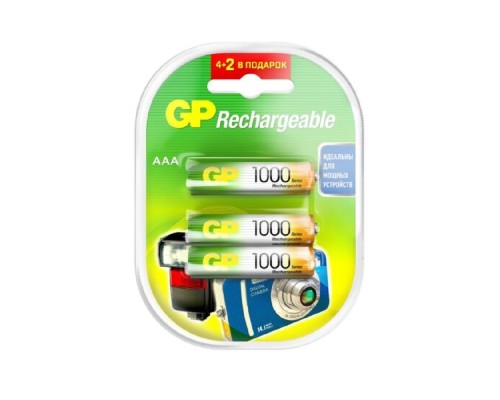 [Аккумулятор] GP ReEnergy 100AAAHC AAA, емкость 1000 мАч(100AAAHC4/2RGY-2CRCB6)  (6 шт. в уп-ке)  аккумулятор