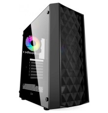 Powercase CMDM-L1 Корпус Diamond Mesh LED, Tempered Glass, 1x 120mm 5-color fan, чёрный, ATX  (CMDM-L1)