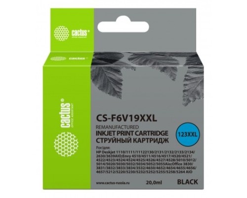 [расходные материалы] Картридж струйный Cactus CS-F6V19XXL черный (1000стр.) (20мл) для HP DeskJet 1110/1111/1112/2130
