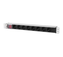 REM Блок розеток Rem-10 с выкл., 8 Schuko, 10 A, алюм., 19