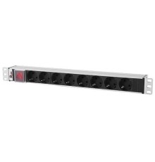 REM Блок розеток Rem-10 с выкл., 8 Schuko, 10 A, алюм., 19