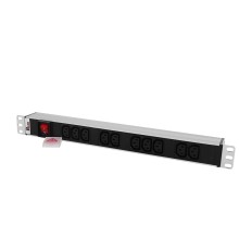 REM Блок розеток Rem-10 с выкл., 12 IEC 60320 C13, 10 A, алюм., 19