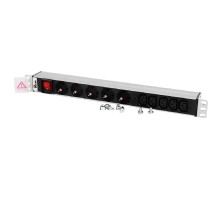 REM Блок розеток Rem-10 с выкл., 4 Schuko, 6 IEC 60320 C13, 10 A, алюм., 19
