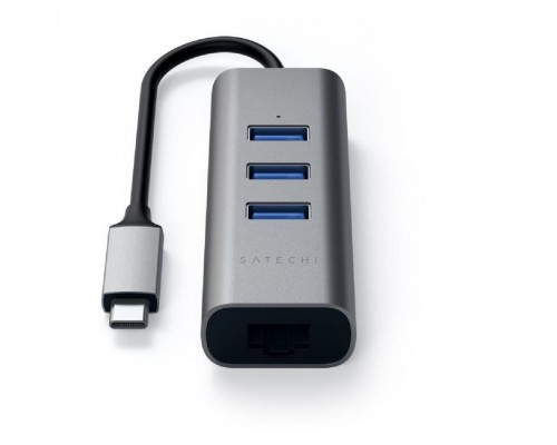 [Аксессуар] USB-хаб Satechi Type-C 2-in-1 USB 3.0 Aluminum 3 Port Hub and Ethernet Port. Интерфейс Type-C. Цвет серый космос.[ST-TC2N1USB31AM]